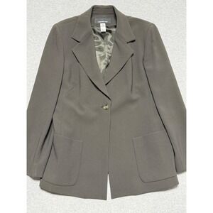 Jones New York Women Olive Brown Single Button Patch Pocket Blazer Jacket Sz 16